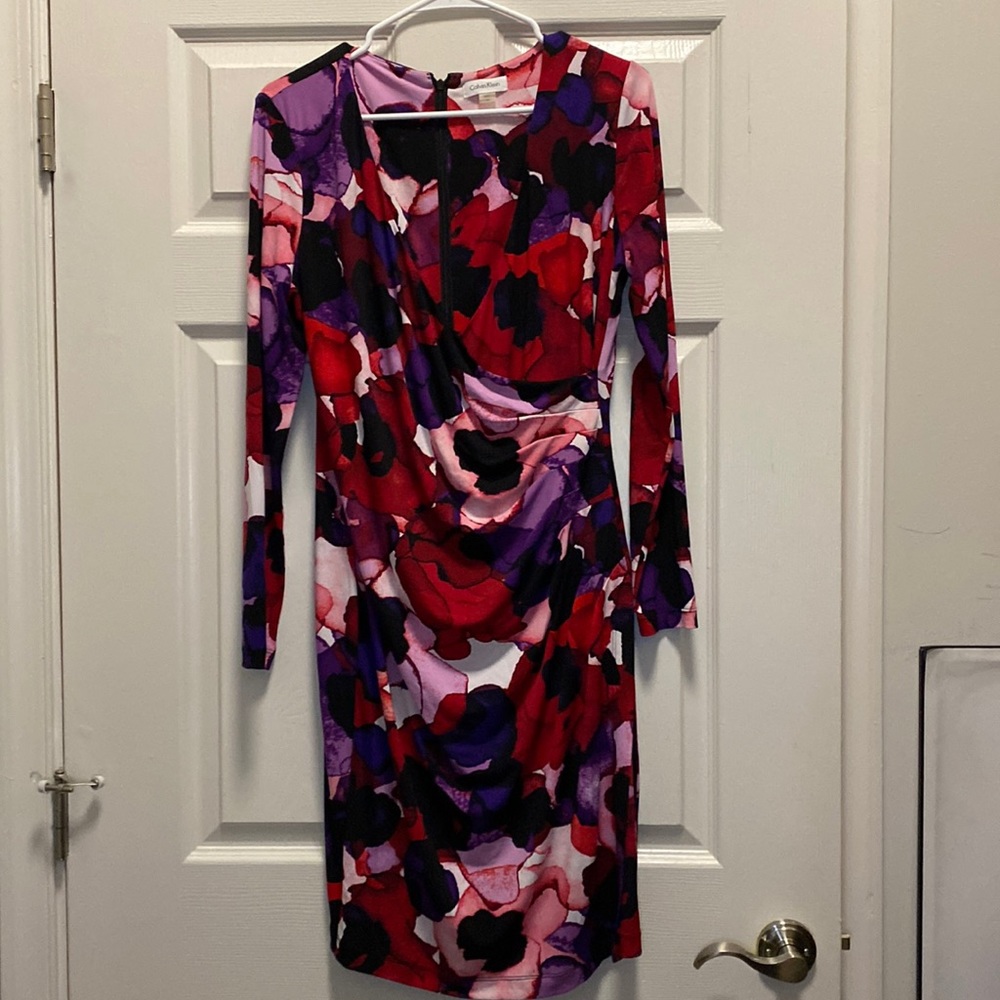 Floral Calvin Klein Faux Wrap Dress